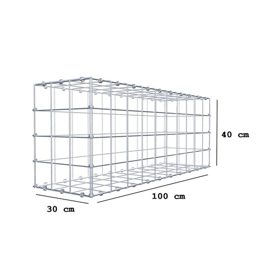 Schanskorf 100 cm x 40 cm x 30 cm (L x H x D), maaswijdte 10 x 10 cm, spiraalring