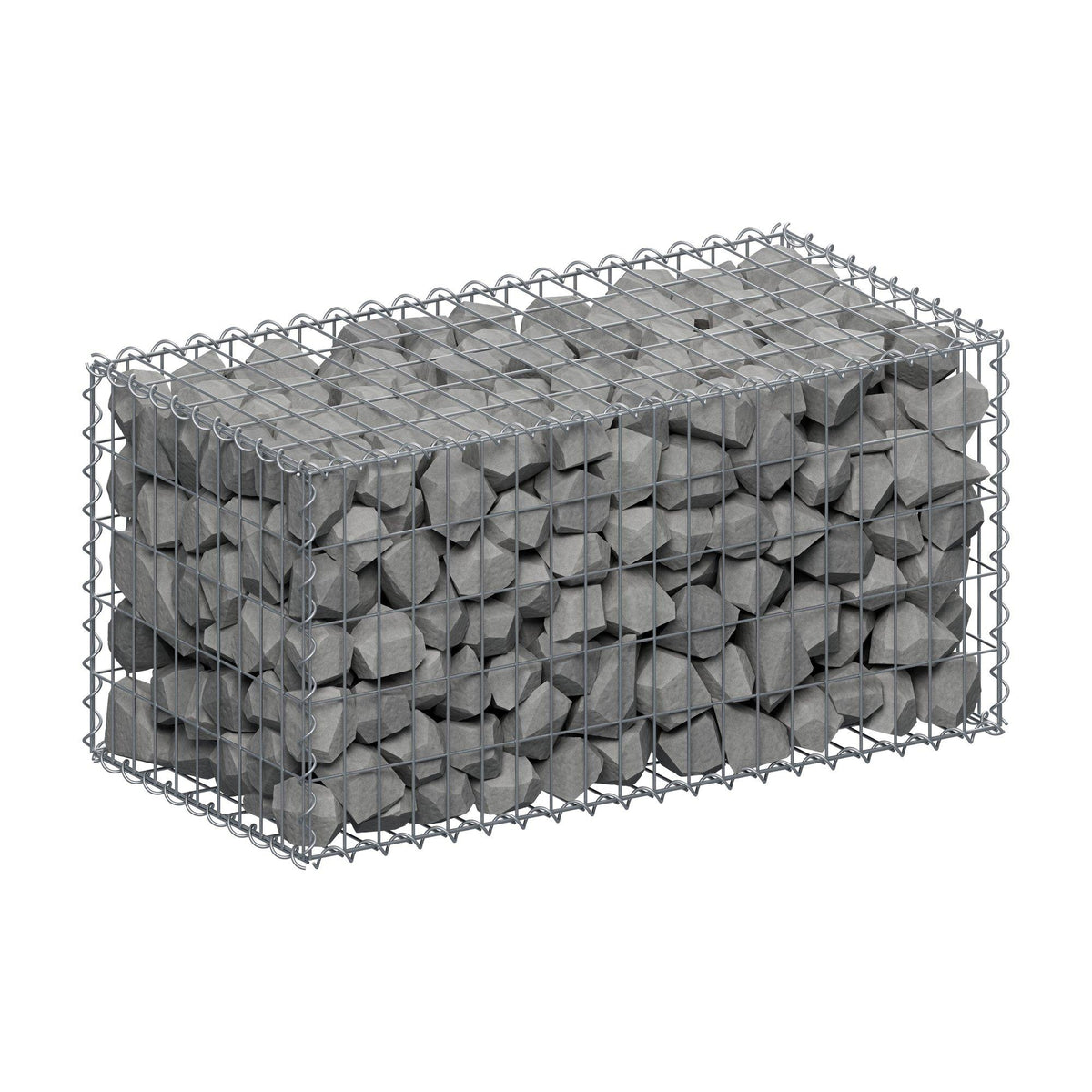 Gabião 100 cm x 50 cm x 50 cm (C x A x P), malhagem 5 cm x 10 cm, espiral