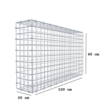 Schanskorf 100 cm x 60 cm x 20 cm (L x H x D), maaswijdte 5 x 5 cm, spiraalring