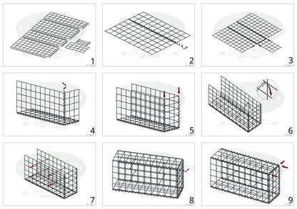 Add-on schanskorf type 2 40 cm x 40 cm x 40 cm (L x H x D), maaswijdte 10 cm x 10 cm, spiraal