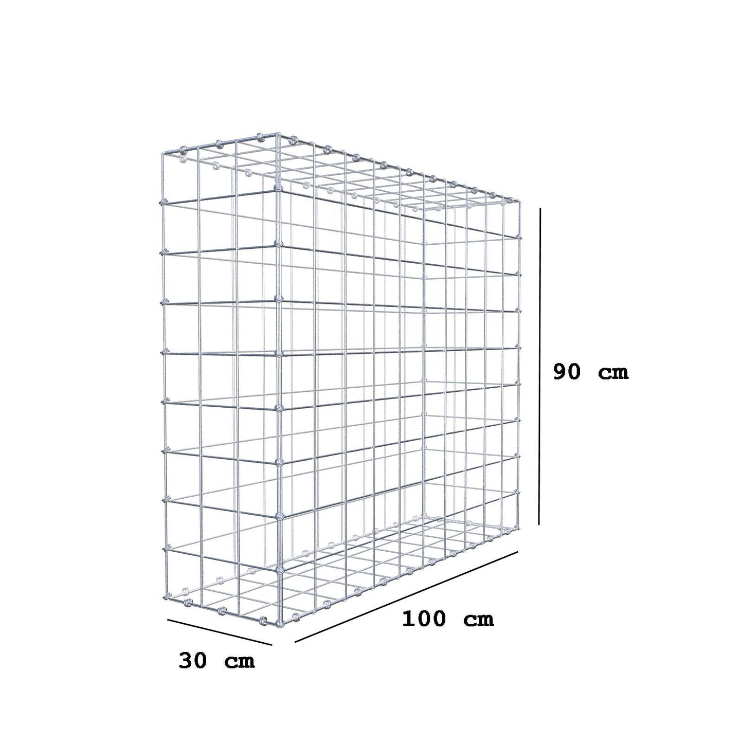 Schanskorf 100 cm x 90 cm x 30 cm (L x H x D), maaswijdte 10 x 10 cm, spiraalring