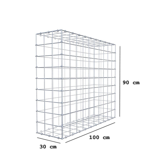Schanskorf 100 cm x 90 cm x 30 cm (L x H x D), maaswijdte 10 x 10 cm, spiraalring