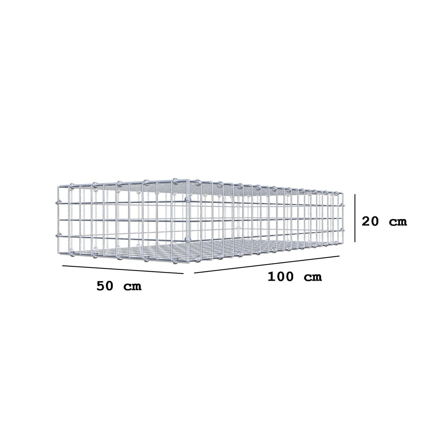 Gabion 100 cm x 20 cm x 50 cm (L x H x P), mailles 5 x 5 cm, anneau en spirale
