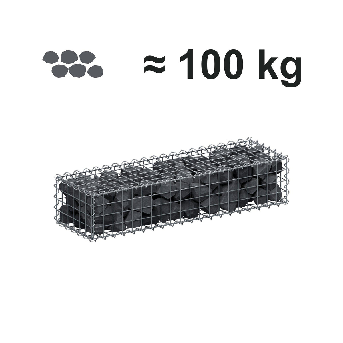 Schanskorf 100 cm x 20 cm x 30 cm (L x H x D), maaswijdte 5 cm x 5 cm, spiraalvormig