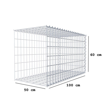 Opvokset gabion type 2 100 cm x 60 cm x 50 cm (L x H x D), maskestørrelse 5 cm x 10 cm, spiral