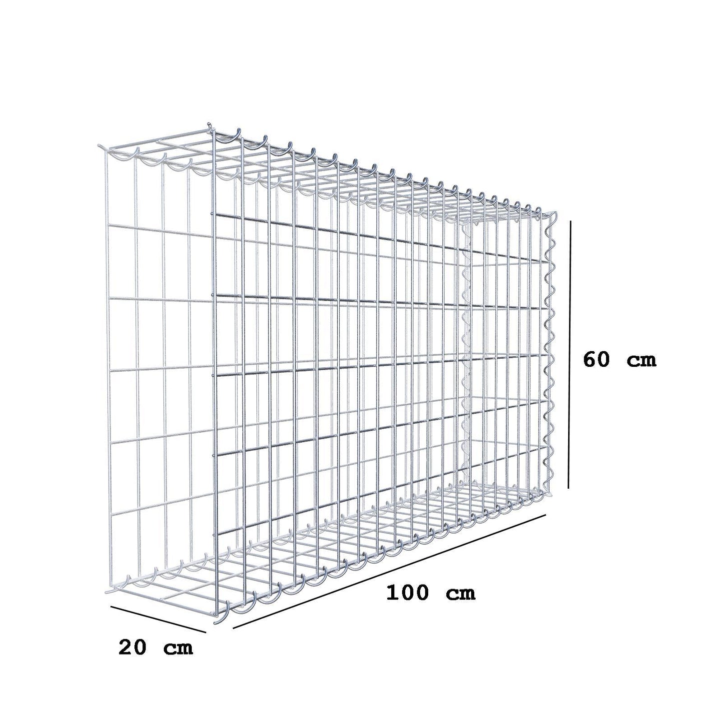 Gabbione aggiuntivo tipo 2 100 cm x 60 cm x 20 cm (L x H x P), dimensione maglia 5 cm x 10 cm, a spirale