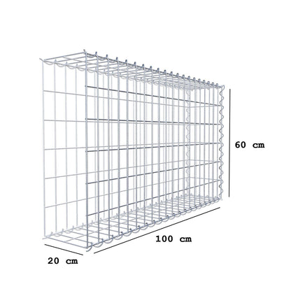 Gabbione aggiuntivo tipo 2 100 cm x 60 cm x 20 cm (L x H x P), dimensione maglia 5 cm x 10 cm, a spirale