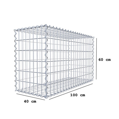 Gabião 100 cm x 60 cm x 40 cm (C x A x P), malhagem 5 cm x 10 cm, espiral