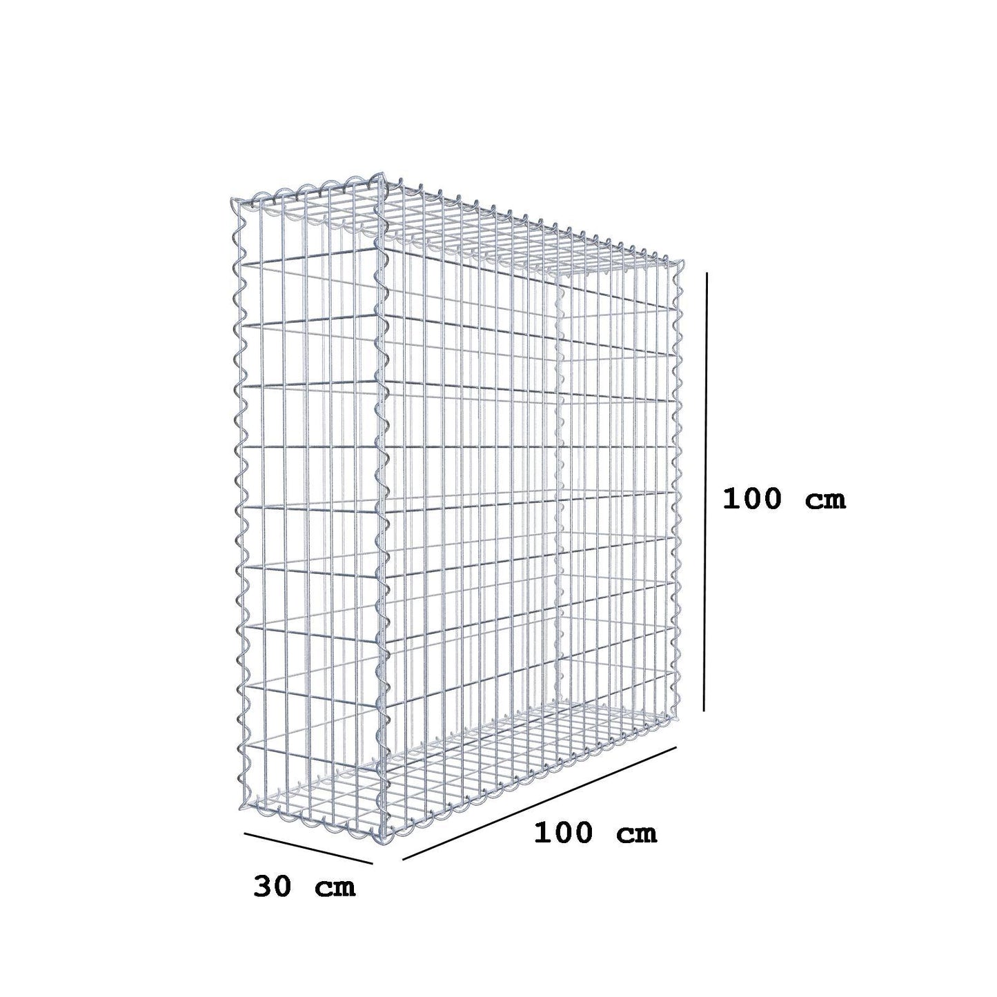 Set van 2 schanskorven 100 cm x 100 cm x 30 cm (L x H x D), maaswijdte 5 x 10 cm, spiraalvormig
