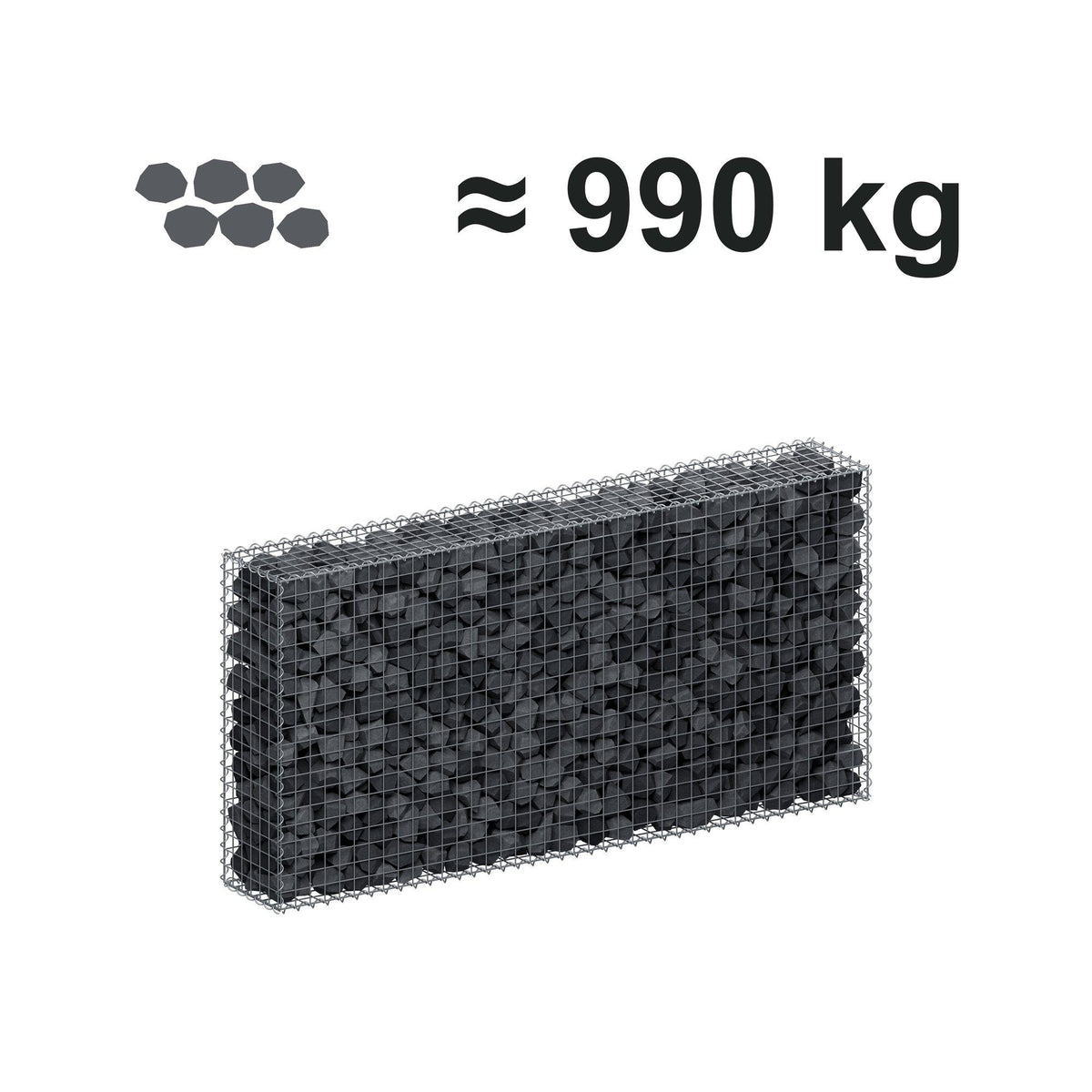 Gabião 200 cm x 100 cm x 30 cm (C x A x P), malhagem 5 cm x 5 cm, espiral