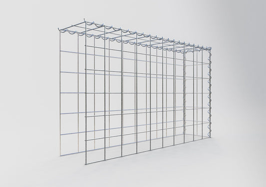 Opbouw schanskorf type 4 100 cm x 60 cm x 20 cm (L x H x D), maaswijdte 10 cm x 10 cm, spiraal