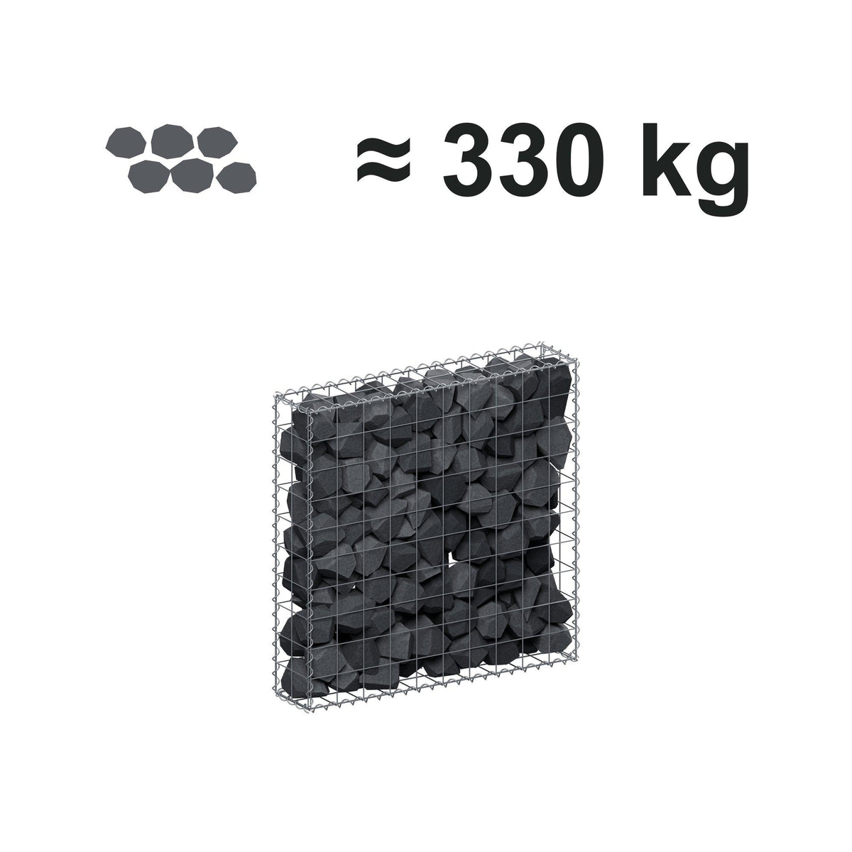 Gabion 100 cm x 100 cm x 20 cm (L x H x D), maskestørrelse 10 cm x 10 cm, spiral
