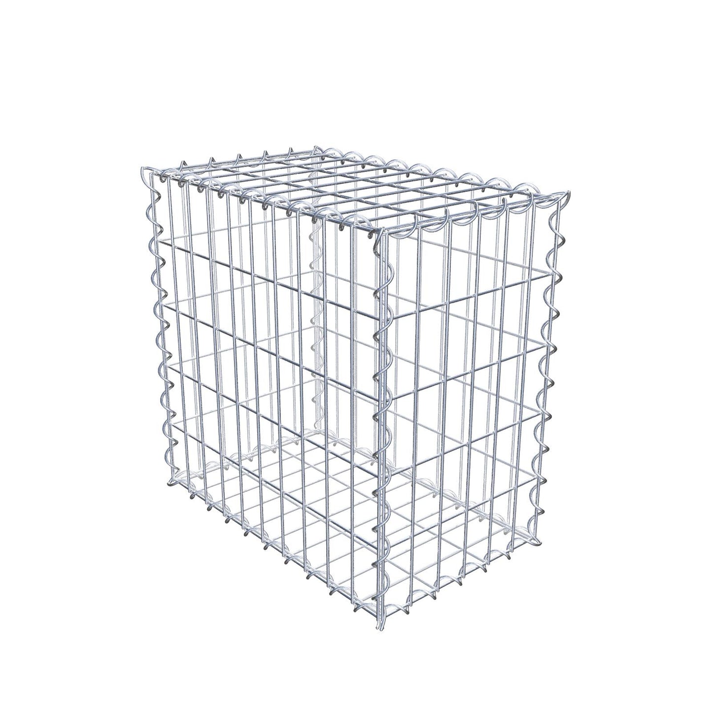 Gabião 50 cm x 50 cm x 30 cm (C x A x P), malhagem 5 cm x 10 cm, espiral