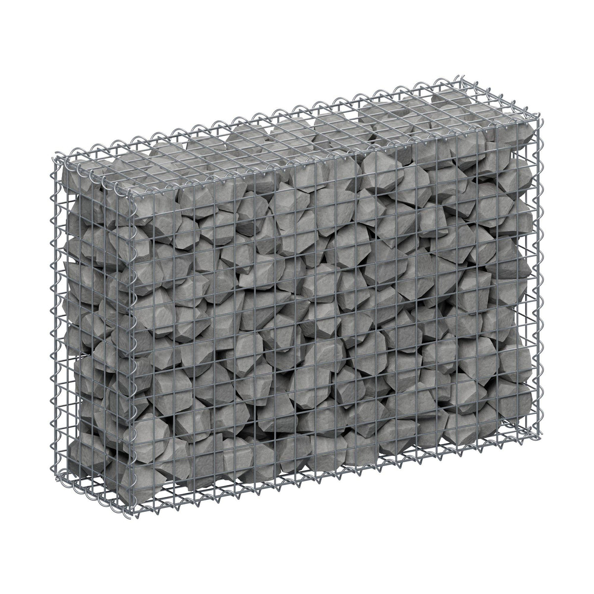 Gabião 100 cm x 70 cm x 30 cm (C x A x P), malhagem 5 cm x 5 cm, espiral