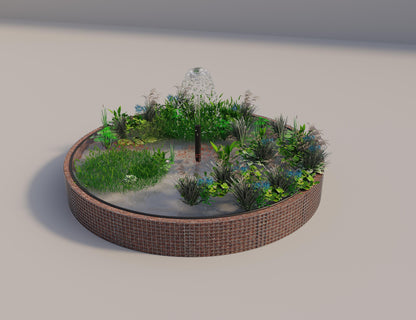 Gabion bassin surélevé rond, diamètre extérieur 382 cm, hauteur 50 cm, mailles 5 x 5 cm, épaisseur de paroi 15 cm