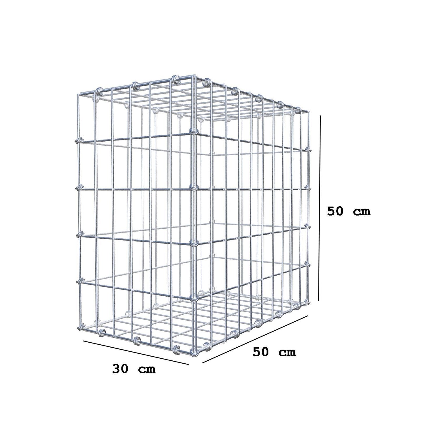 Schanskorf 50 cm x 50 cm x 30 cm (L x H x D), maaswijdte 5 x 10 cm, spiraalring