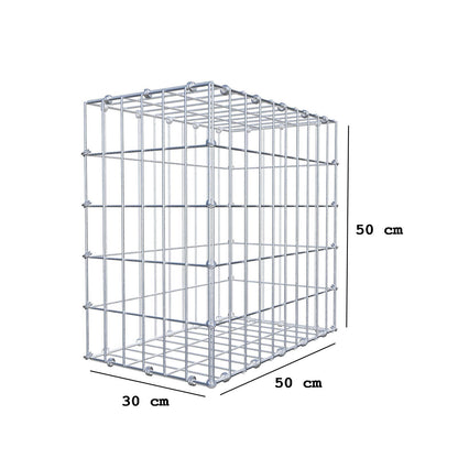 Schanskorf 50 cm x 50 cm x 30 cm (L x H x D), maaswijdte 5 x 10 cm, spiraalring