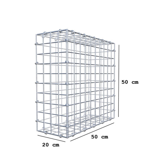 Gabion 50 cm x 50 cm x 20 cm (L x H x D), maskestørrelse 5 x 5 cm, spiralring