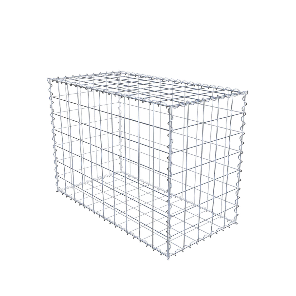Schanskorf 100 cm x 70 cm x 50 cm (L x H x D), maaswijdte 10 cm x 10 cm, spiraalvormig