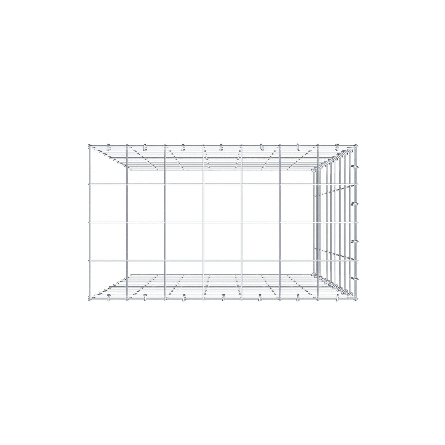 Monteret gabion type 4 100 cm x 70 cm x 40 cm (L x H x D), maskestørrelse 10 cm x 10 cm, C-ring