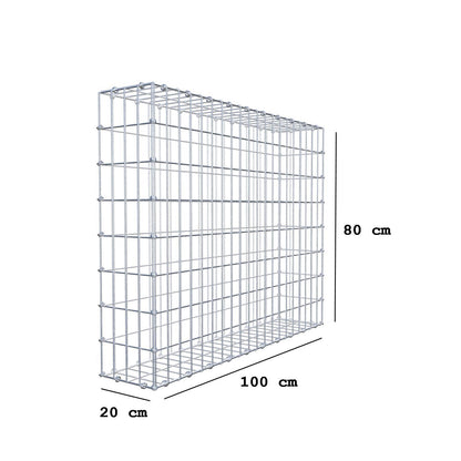 Gabione 100 cm x 80 cm x 20 cm (L x H x T), Maschenweite 5 x 10 cm, Spiralring
