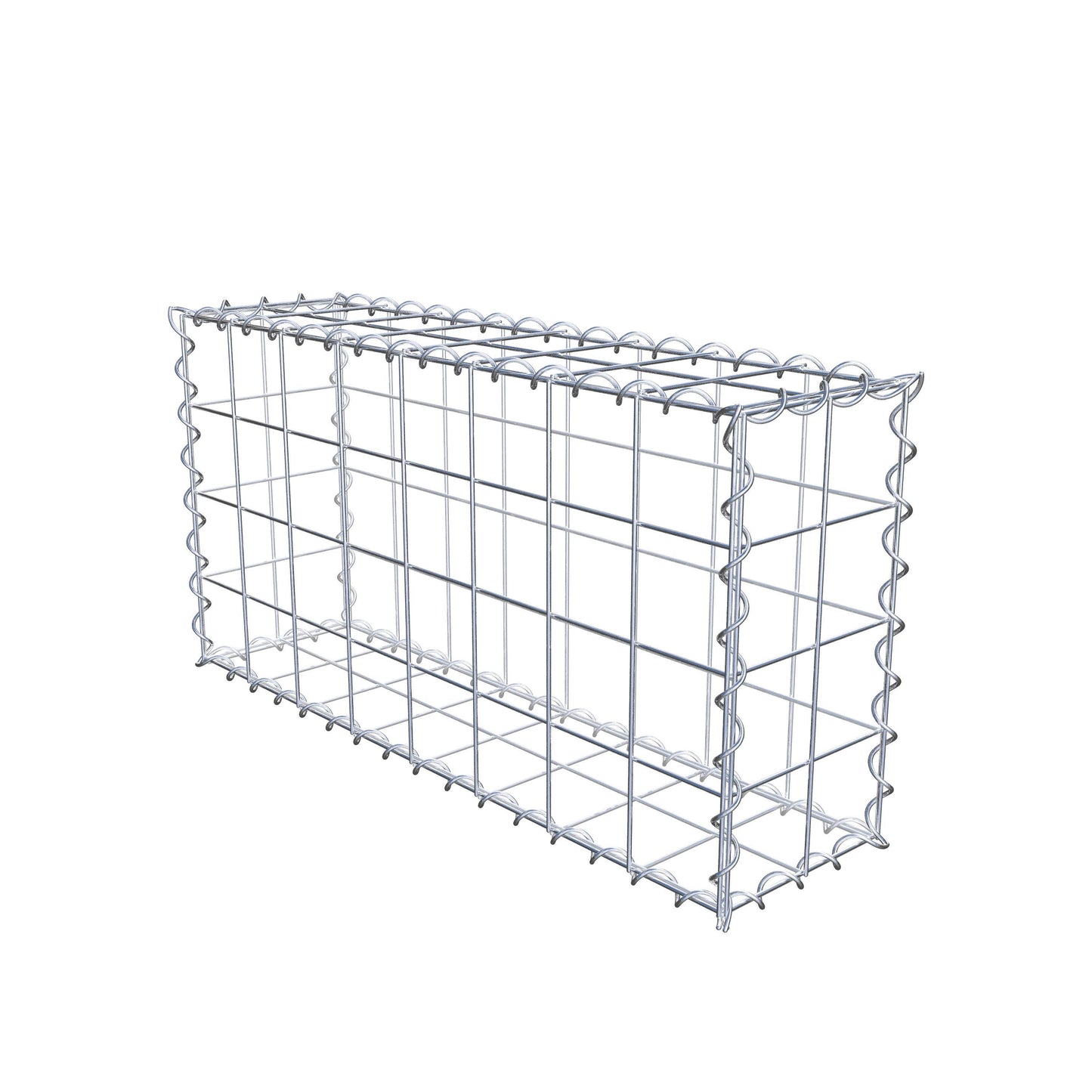 Schanskorf 80 cm x 40 cm x 20 cm (L x H x D), maaswijdte 10 cm x 10 cm, spiraalvormig