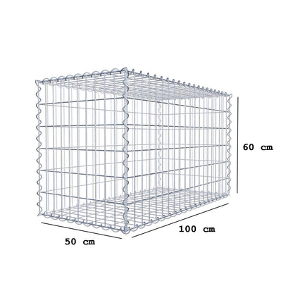 Gabion 100 cm x 60 cm x 50 cm (L x H x P), mailles 5 cm x 10 cm, spirale