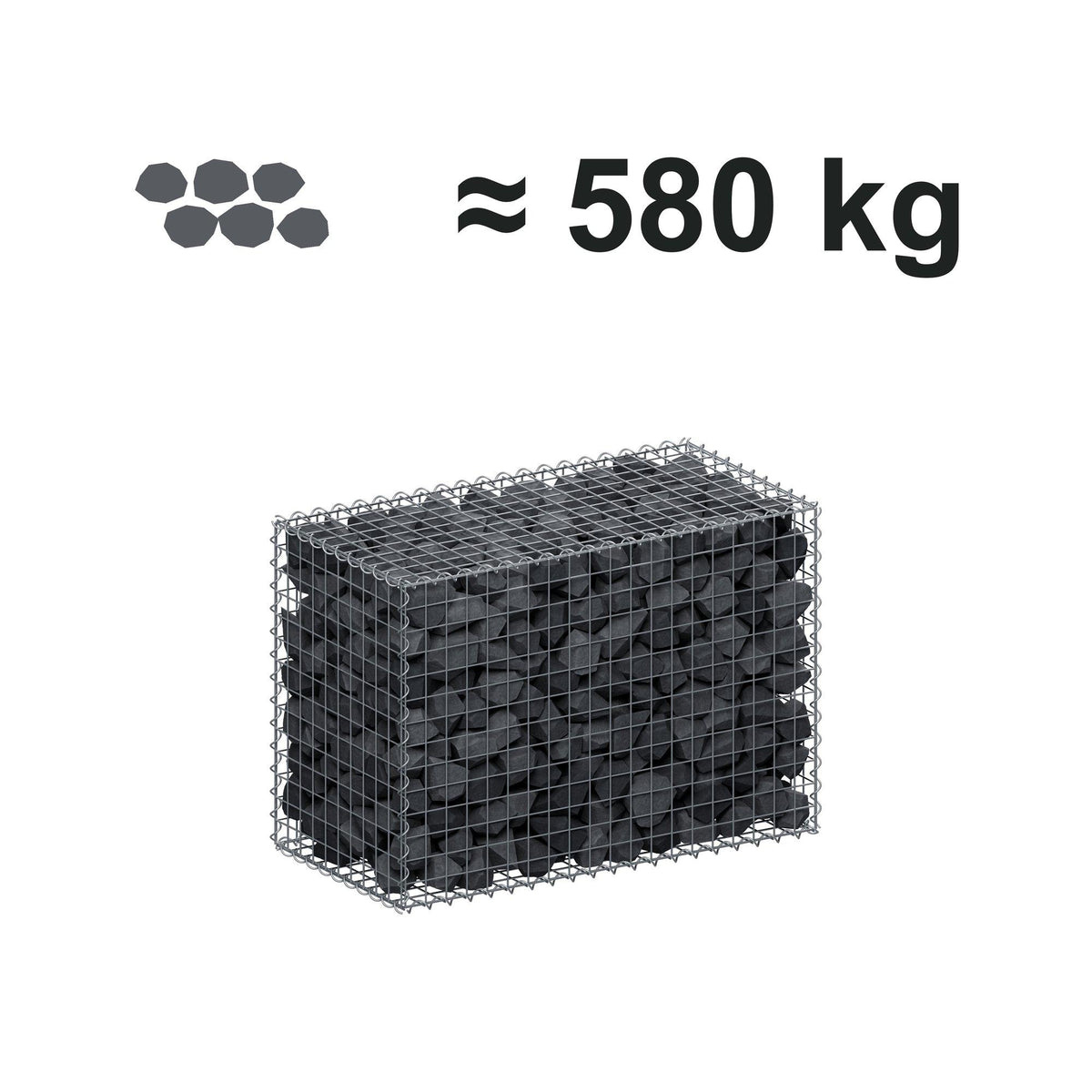 Gabion 100 cm x 70 cm x 50 cm (L x H x D), mesh size 5 cm x 5 cm, spiral