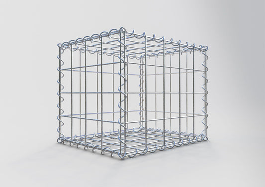 Schanskorf 50 cm x 40 cm x 40 cm (L x H x D), maaswijdte 10 cm x 10 cm, spiraalvormig