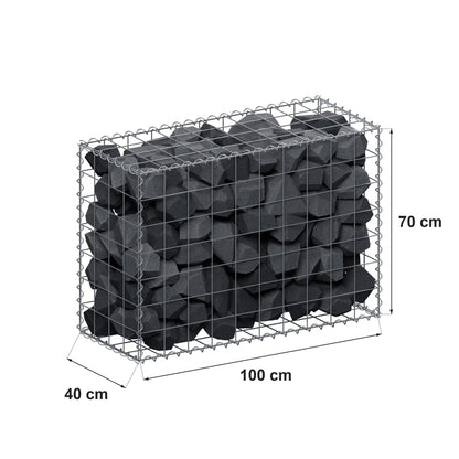 Schanskorf 100 cm x 70 cm x 40 cm (L x H x D), maaswijdte 10 cm x 10 cm, spiraalvormig