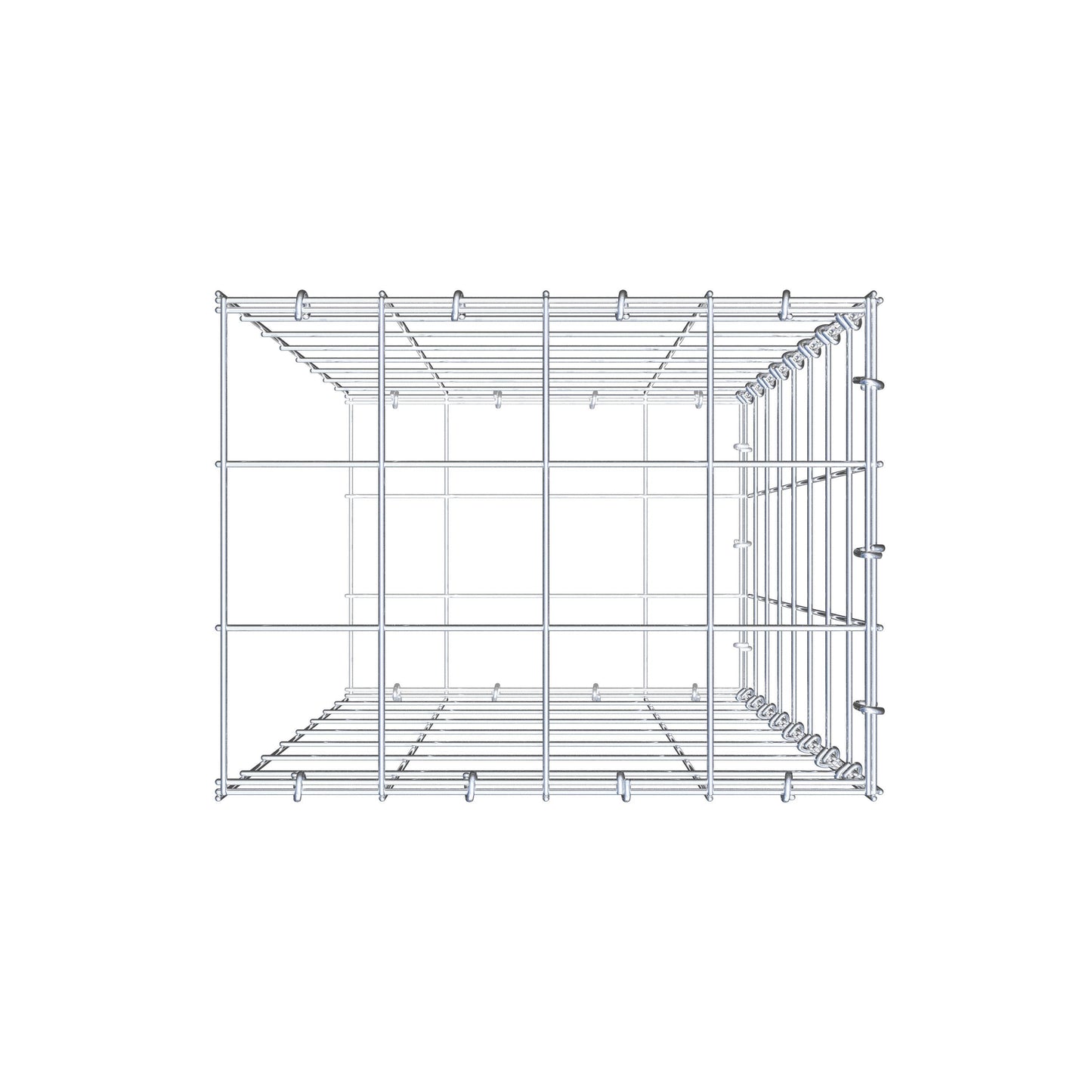Typ 2 påbyggnadsgabion 80 cm x 40 cm x 30 cm (L x H x D), maskstorlek 10 cm x 10 cm, C-ring