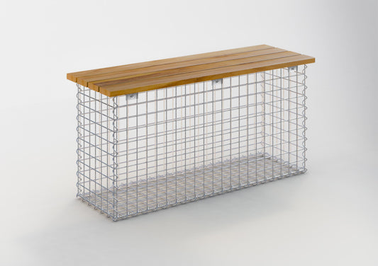 Trädgårdsbänk spiral gabion 105 x 50 x 30 cm -3 TEAK MW 5 x 5 cm