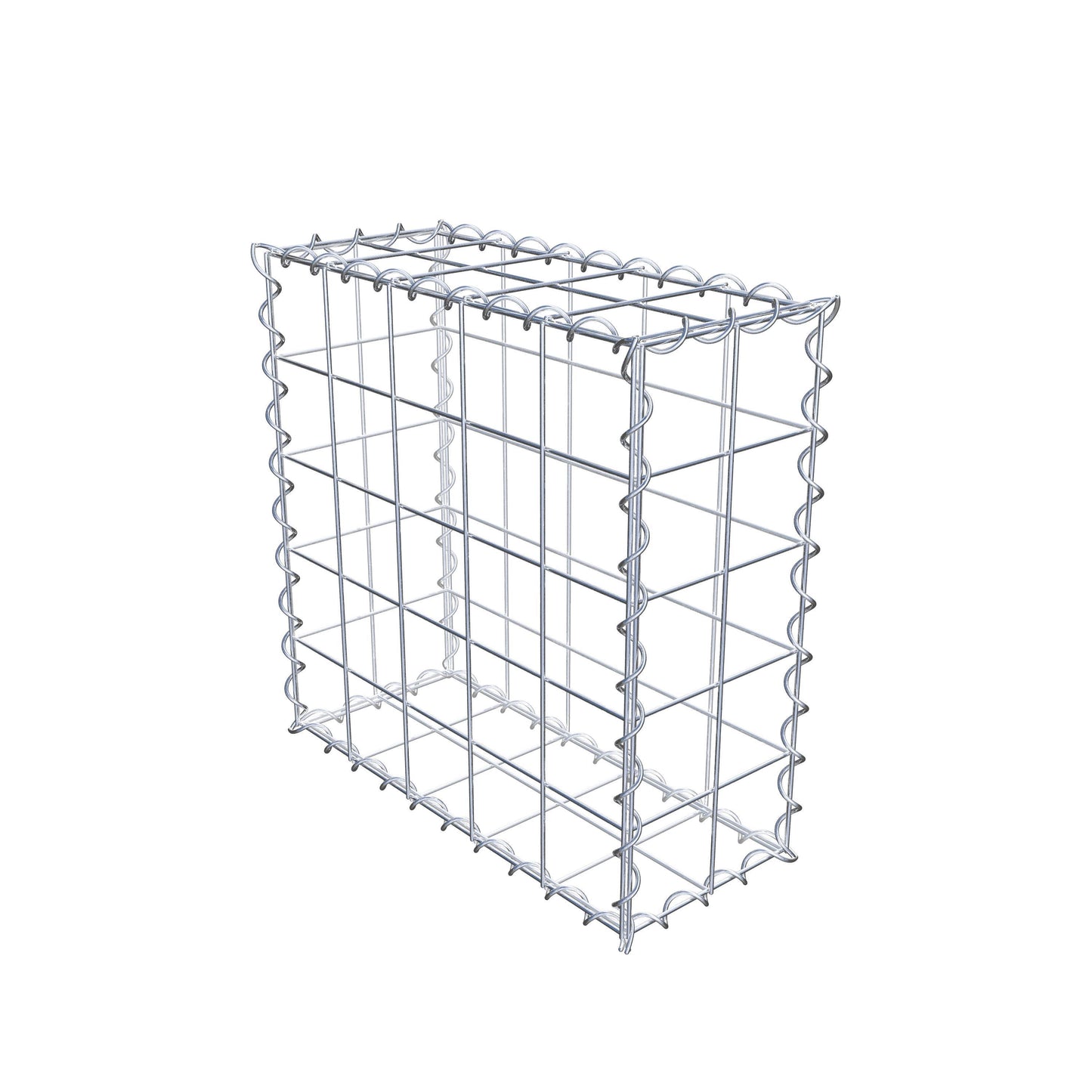 Gabião 50 cm x 50 cm x 20 cm (C x A x P), malhagem 10 cm x 10 cm, espiral
