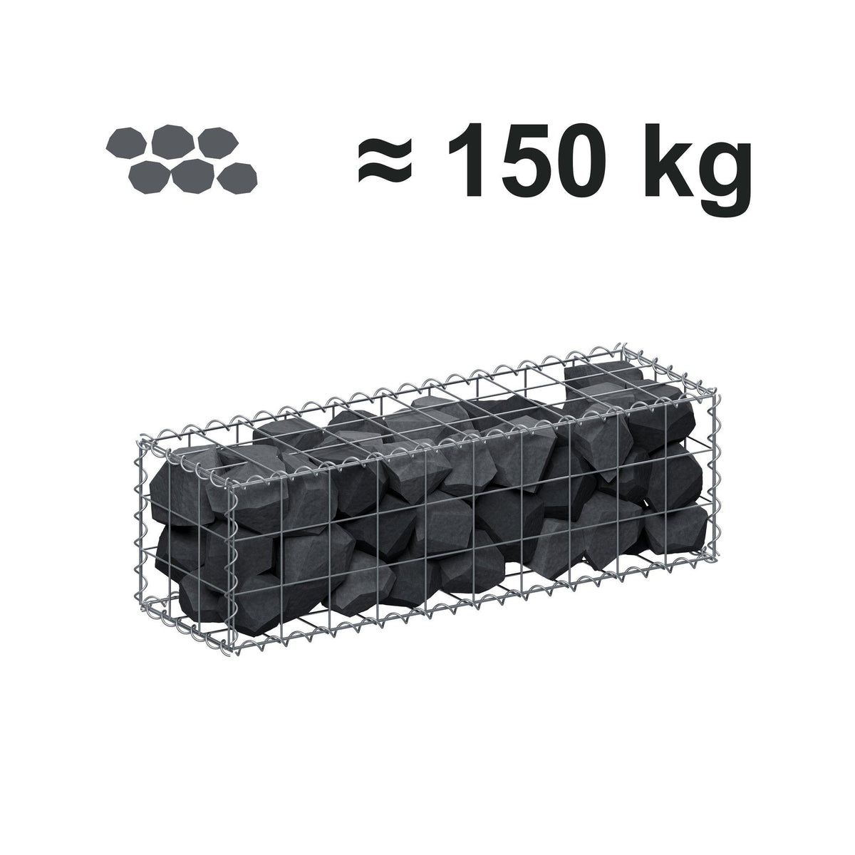 Gabion 100 cm x 30 cm x 30 cm (L x H x D), maskestørrelse 10 cm x 10 cm, spiral