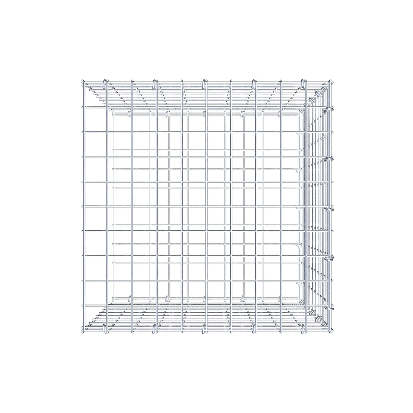 Opbouw schanskorf type 2 50 cm x 50 cm x 50 cm (L x H x D), maaswijdte 5 cm x 5 cm, C-ring