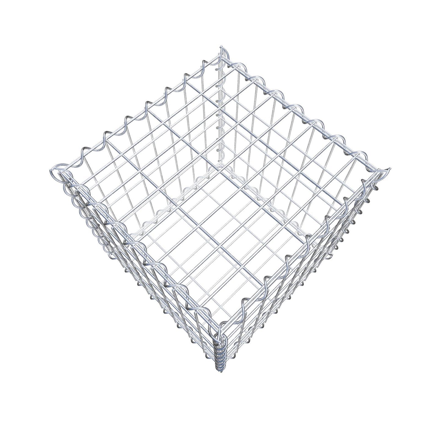 Schanskorf 40 cm x 40 cm x 40 cm (L x H x D), maaswijdte 5 cm x 10 cm, spiraalvormig