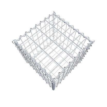 Schanskorf 40 cm x 40 cm x 40 cm (L x H x D), maaswijdte 5 cm x 10 cm, spiraalvormig