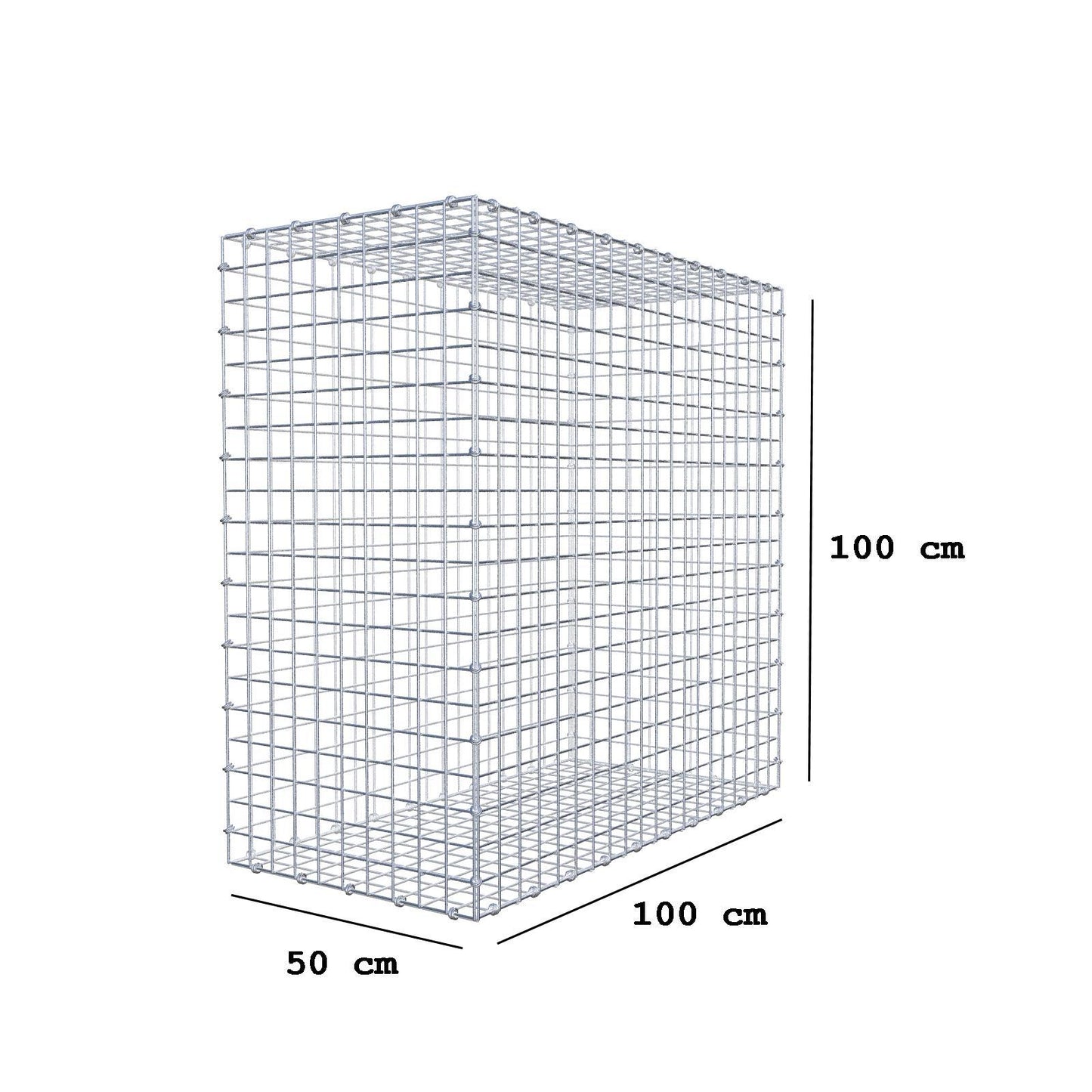 Schanskorf 100 cm x 100 cm x 50 cm (L x H x D), maaswijdte 5 x 5 cm, spiraalring