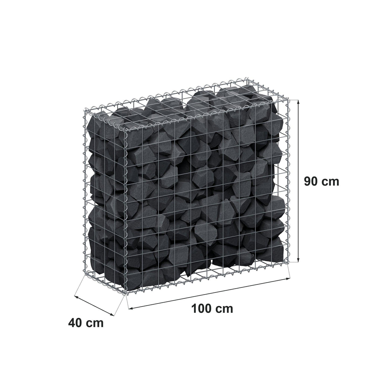 Gabbione 100 cm x 90 cm x 40 cm (L x H x P), maglia 10 cm x 10 cm, spirale