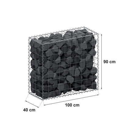 Gabbione 100 cm x 90 cm x 40 cm (L x H x P), maglia 10 cm x 10 cm, spirale