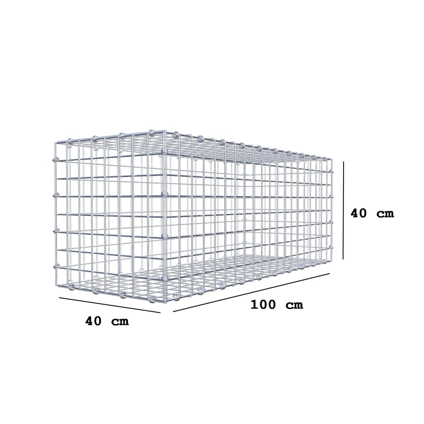 Gabião 100 cm x 40 cm x 40 cm (C x A x P), malhagem 5 x 5 cm, anel espiral