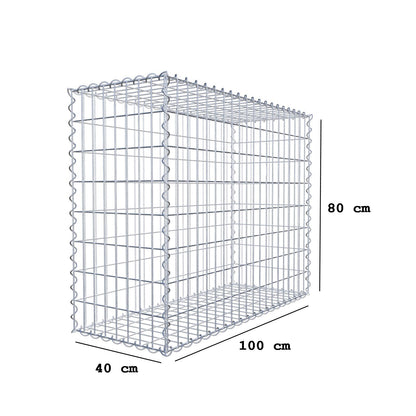 Gabião 100 cm x 80 cm x 40 cm (C x A x P), malhagem 5 cm x 10 cm, espiral