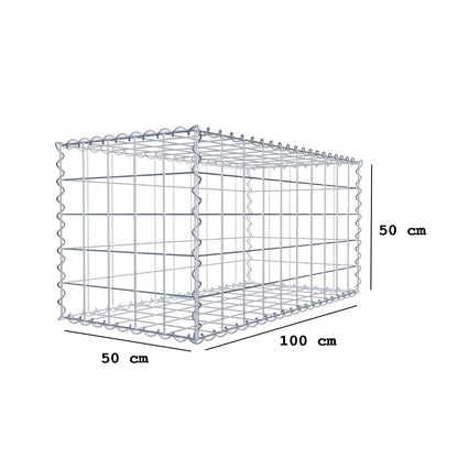 Schanskorf 100 cm x 50 cm x 50 cm (L x H x D), maaswijdte 10 cm x 10 cm, spiraalvormig
