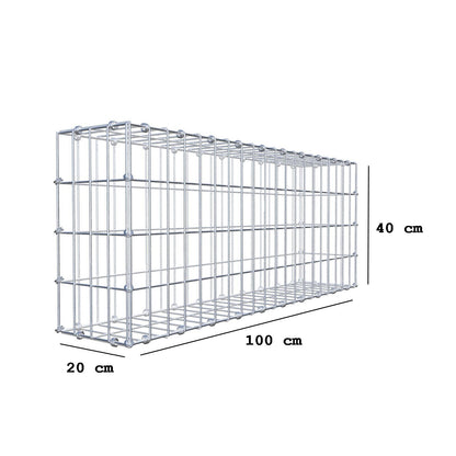 Gabione 100 cm x 40 cm x 20 cm (L x H x T), Maschenweite 5 x 10 cm, Spiralring