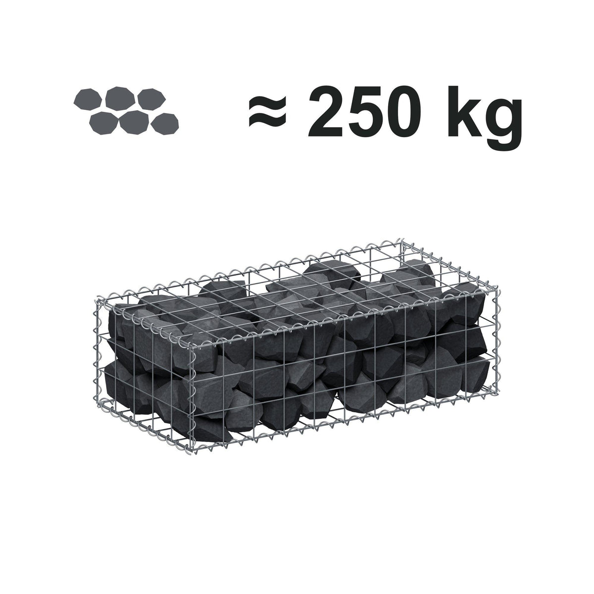 Schanskorf 100 cm x 30 cm x 50 cm (L x H x D), maaswijdte 10 cm x 10 cm, spiraalvormig