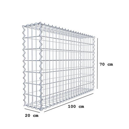 Gabion 100 cm x 70 cm x 20 cm (L x H x D), mesh size 5 cm x 10 cm, spiral