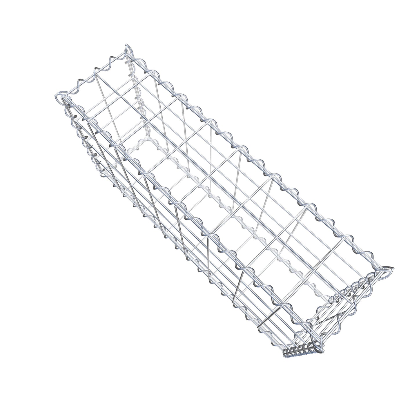 Schanskorf 80 cm x 40 cm x 20 cm (L x H x D), maaswijdte 10 cm x 10 cm, spiraalvormig