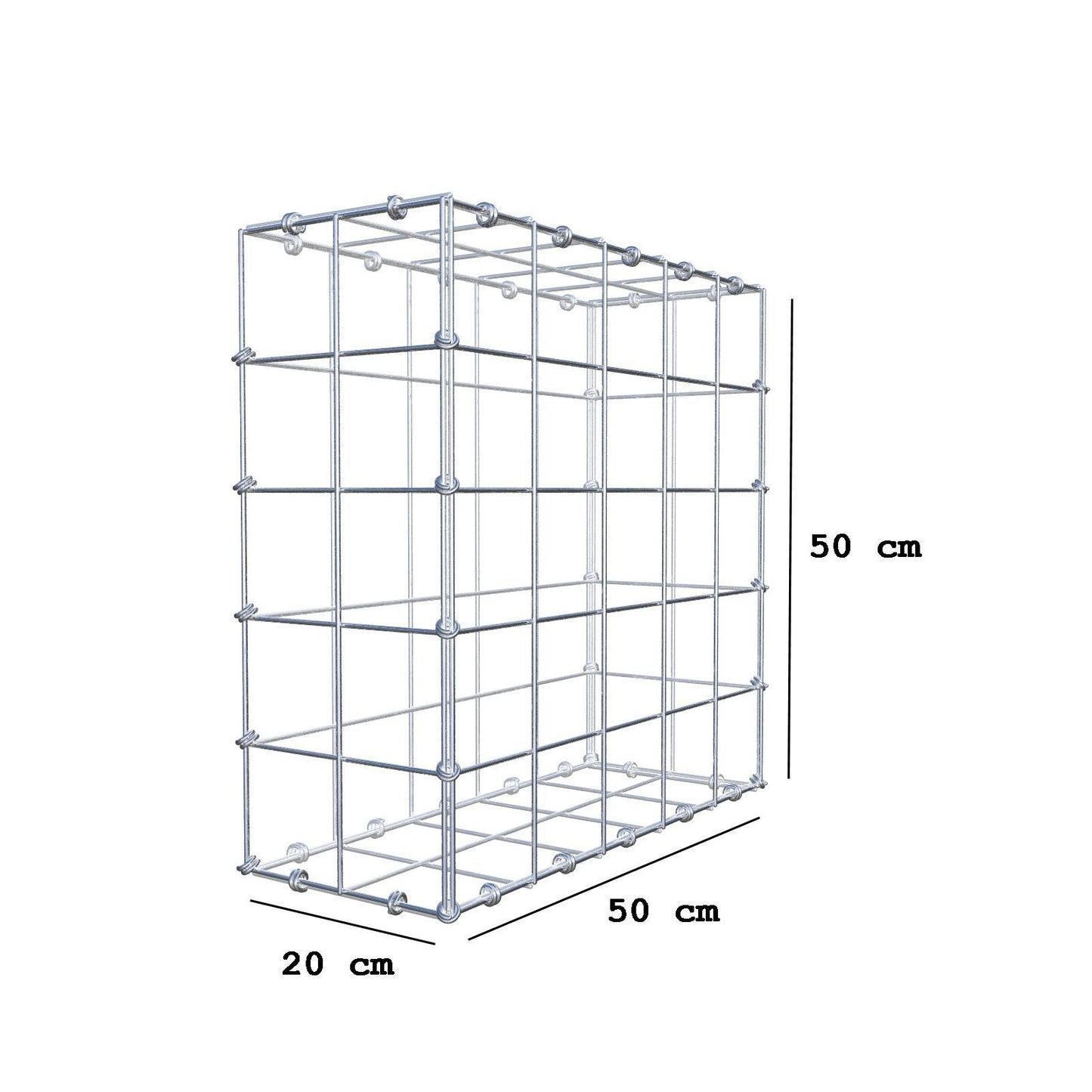 Schanskorf 50 cm x 50 cm x 20 cm (L x H x D), maaswijdte 10 x 10 cm, spiraalring