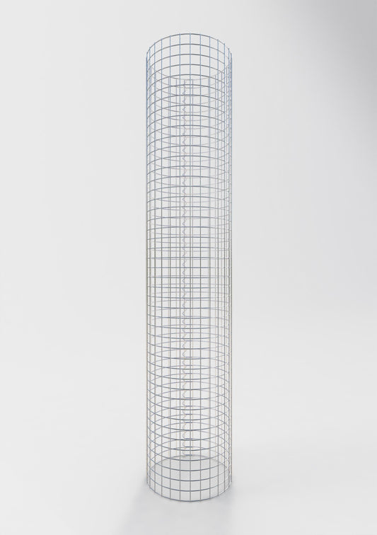 Schanskorfzuil rond 47 cm diameter, 230 cm hoogte, maaswijdte 5 cm x 5 cm
