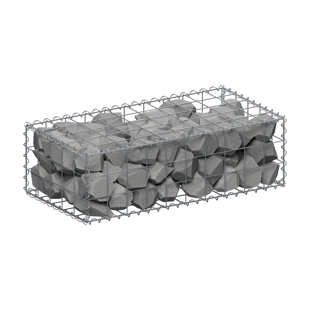 Schanskorf 100 cm x 30 cm x 50 cm (L x H x D), maaswijdte 10 cm x 10 cm, spiraalvormig